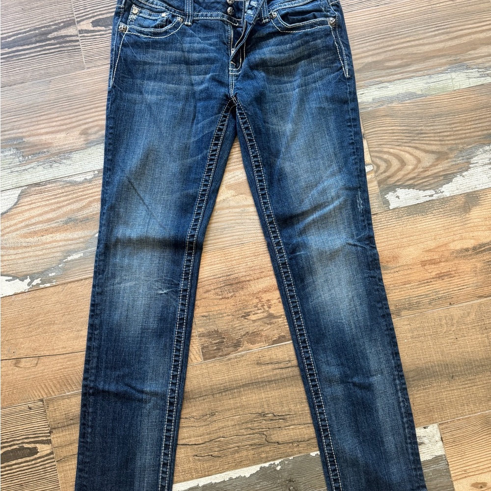 Miss Me Blue Skinny Jeans with Faded Details. Size 31. JS400956 skinny